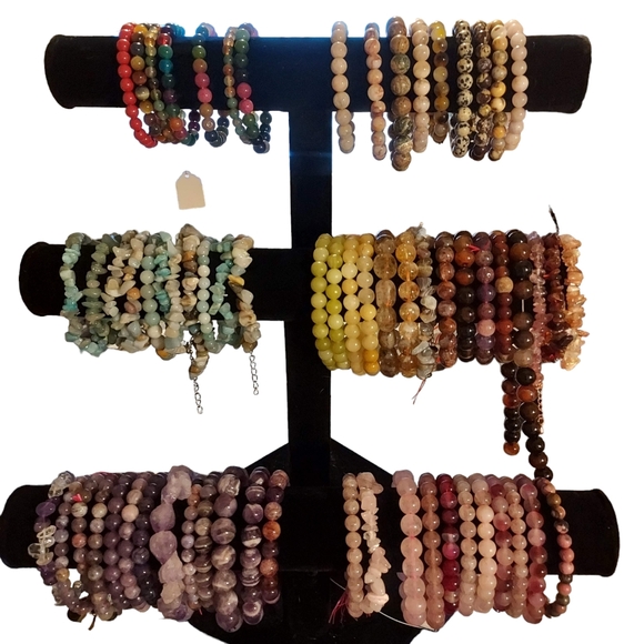 Multicolor Orca Agate Natural Round Beaded Stretch Bracelets - Picture 4 of 4